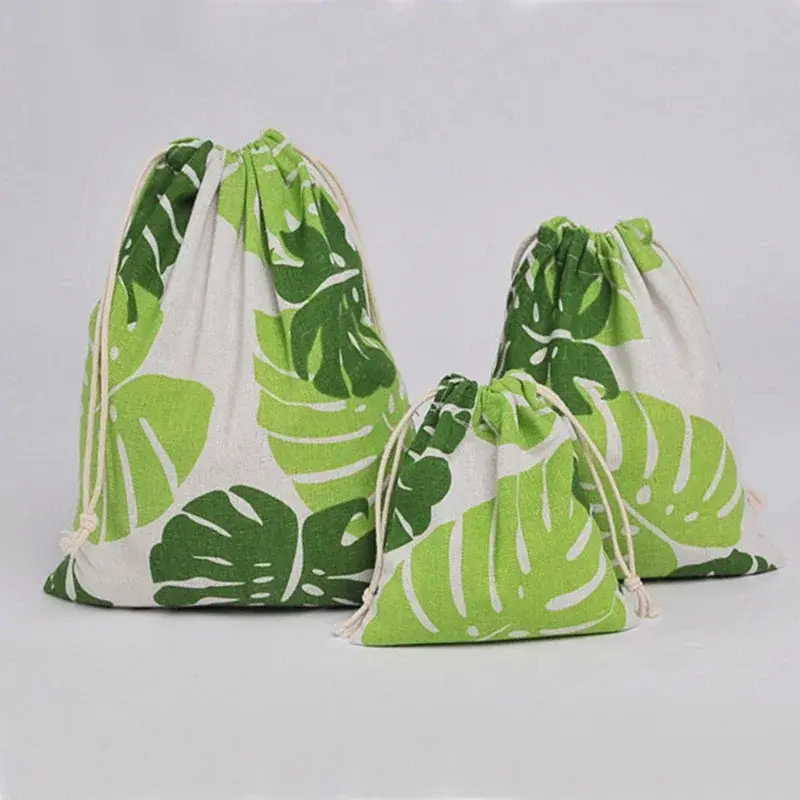 TOUB034 Women Drawstring Shopping Bag Cotton Clothes Shoes Storage Packaging Bag Handbag Reusable Foldable
