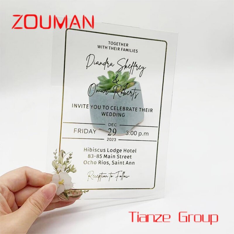 Custom , Custom Elegance Transparent A5 Acrylic Invitations Wedding Invitation Card