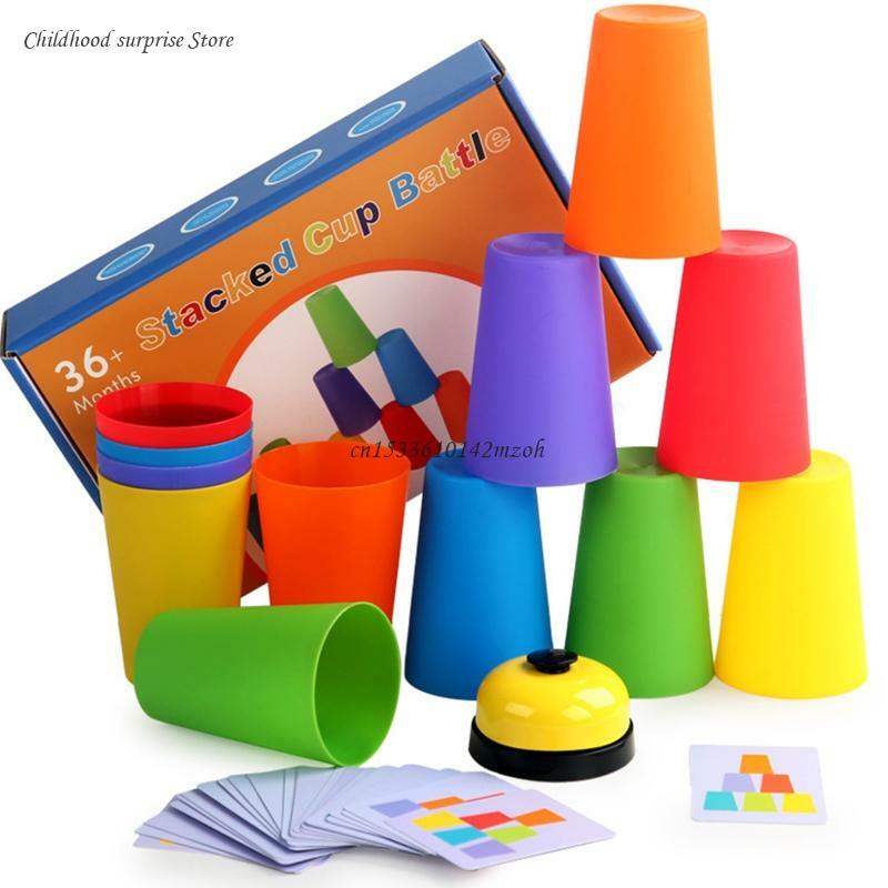 Stack Cups Fun Quick Cups Games with 50 Picture Cards Dropship
