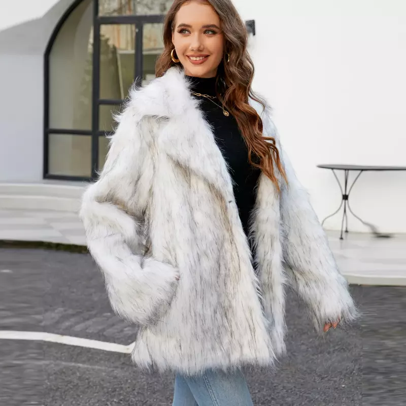 Faux Fox Fur Coat for Women Suit Collar and Artificial Fur Coat Women