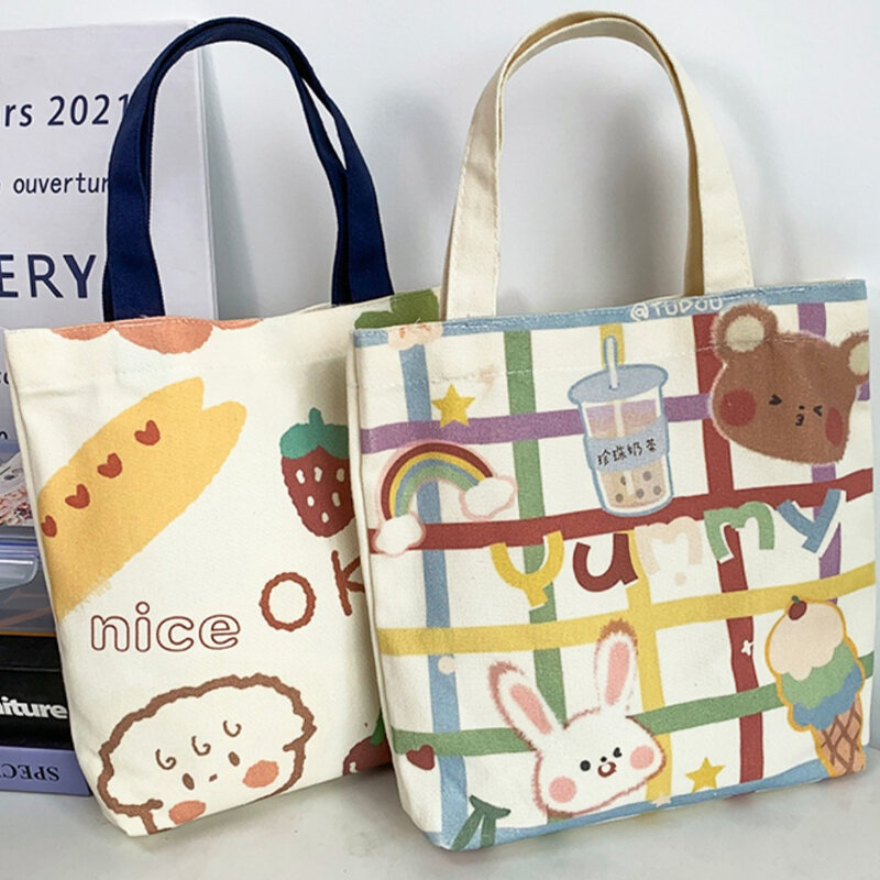 Новая японская модная холщовая Повседневная дизайнерская сумка-шоппер в японском стиле, Мультяшные маленькие сумки через плечо