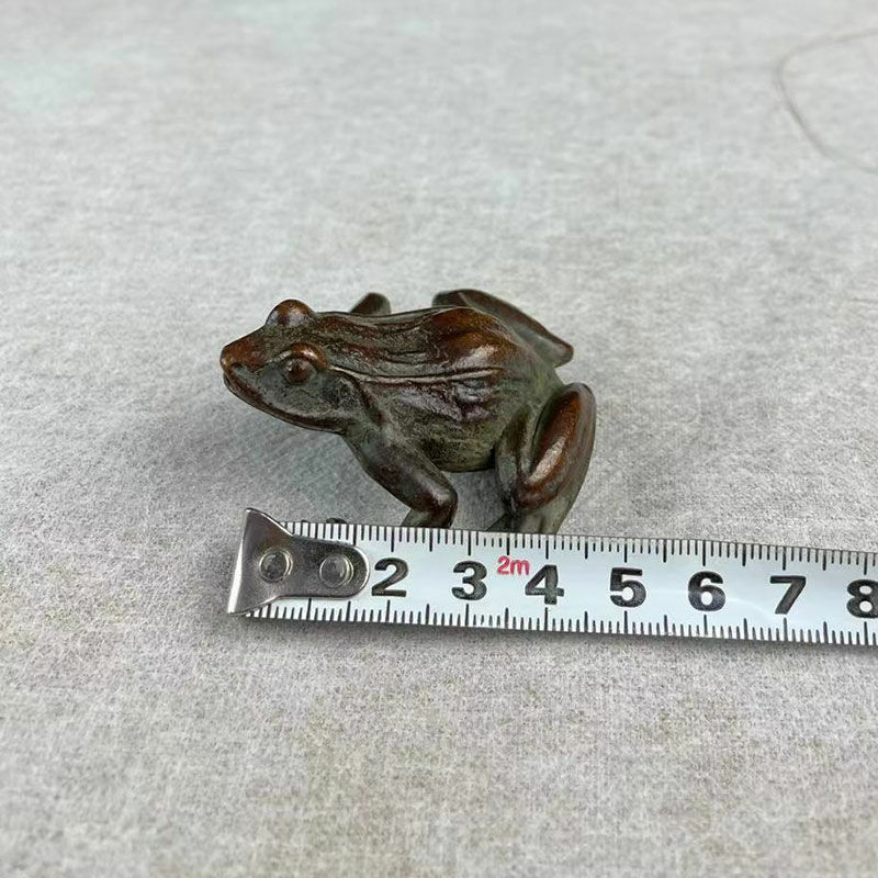 Rana de cobre puro, mango pequeño de bronce, decoración para mascotas de té a mano