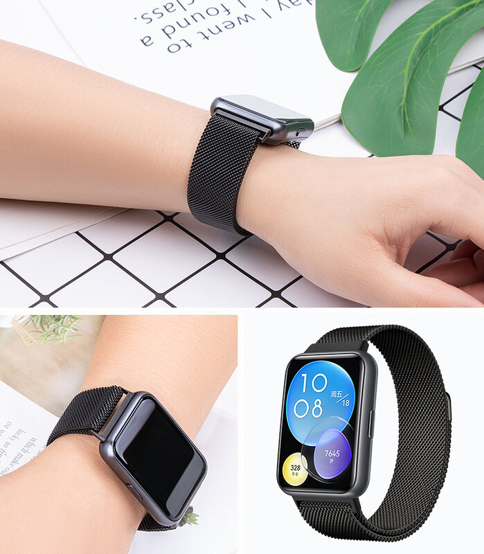 Bracelet à boucle magnétique pour Huawei Watch Fit 1/2, accessoires de bracelet, ceinture en acier inoxydable, bracelet en métal
