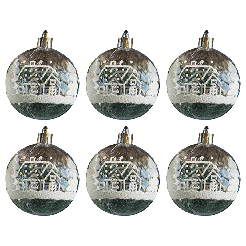 6Pcs Set 6cm Transparent Painting Christmas Ball New Year Xmas Tree Ornaments Home Party Garden Decoration New Year Gift