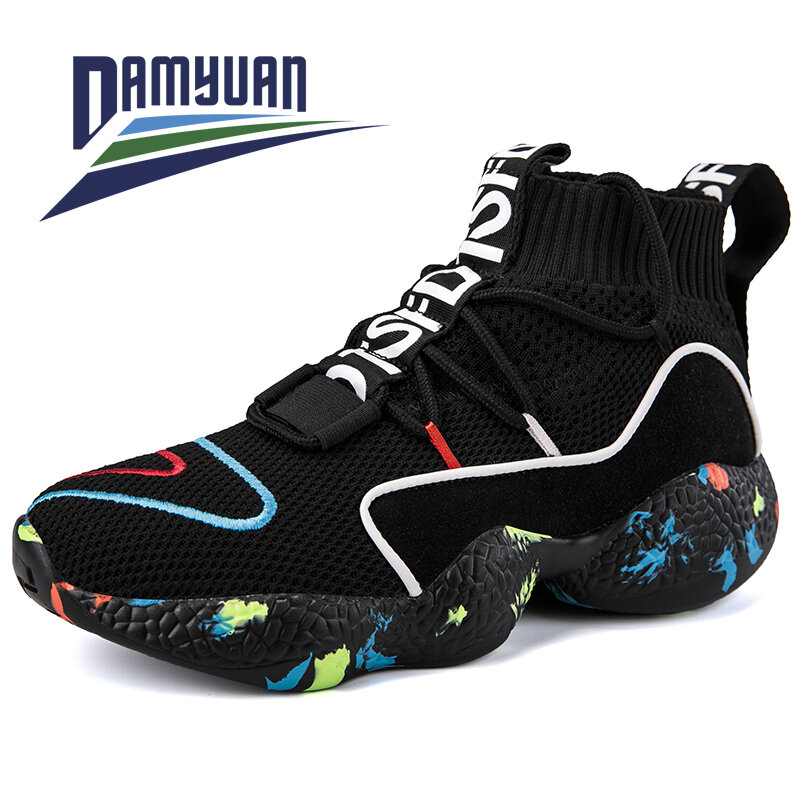 Damyuan Running Shoes Lightweight Casual Couple Shoes Breathable Comfortable Non-slip Stretch Outsole Lace-up Men's Sneakers