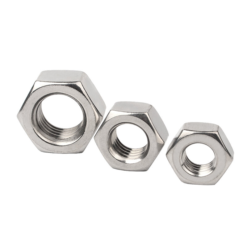 Tuerca hexagonal de acero inoxidable DIN934, 5/ 10/ 20/ 50 piezas, M1, M1.2, M1.4, M1.6, M2, M2.5, M3, M3.5, M4, M5, M8, 304