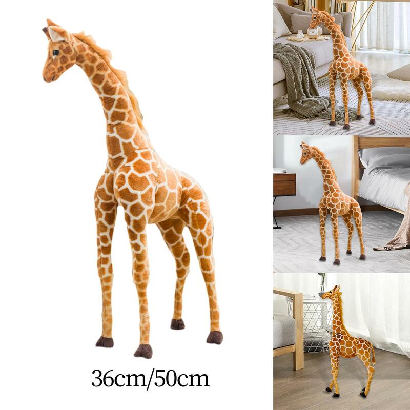 Plush Toy Giraffe Figure Deer Doll Adults Gifts Stuffed Animal Plush Cuddly Cushion Throw Pillow for Anniversary Preschool