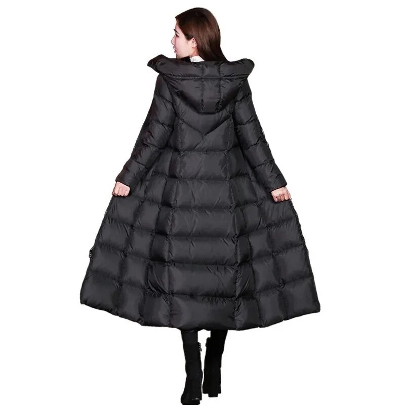 Sobretudo à prova de vento longo feminino, Parkas quente, jaqueta básica, outwear acolchoado de algodão, casacos frios de inverno, moda feminina, 2023