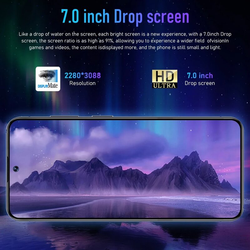 Nuovo telefono cellulare 5G S26 Ultra Smartphone 7.0 schermo HD 16G + 1T 7000Mah 48MP + 72MP Android13 Celulare Dual Sim Face sbloccato