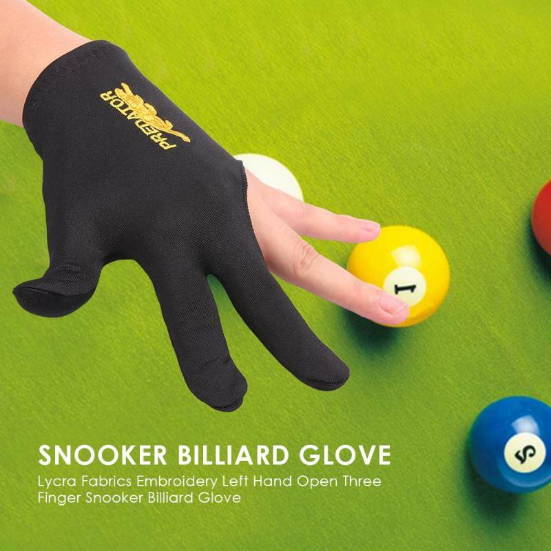 Luvas de Snooker sem dedos com bordado, Luvas sem dedos, Mão esquerda, 3 dedos, Suave, Acessórios de bilhar, Bilhar