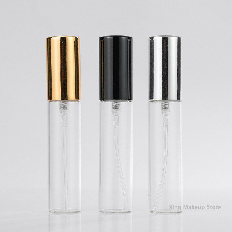 Portátil Mini Perfume Spray Garrafa, Garrafa De Vidro De Amostra Cosmética, Recipiente Vazio, Recarregáveis, 5ml, 10ml, 15ml, 50Pcs