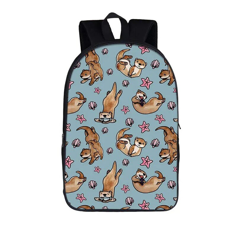 Kawaii wydry morskie drukują plecak dla nastoletnich dziewcząt chłopców modne tornistry szkolne na laptopa płócienny plecak dzienny plecak o dużej pojemności