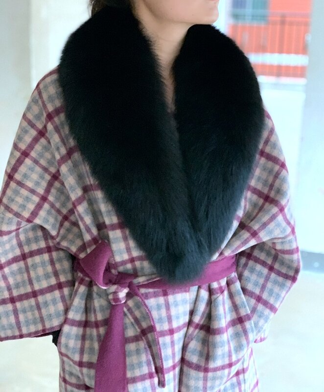Real gola de pele de raposa para mulheres de alta qualidade cachecol de pele super luxo moda feminina gola casacos capuz xale pele real capa guarnição