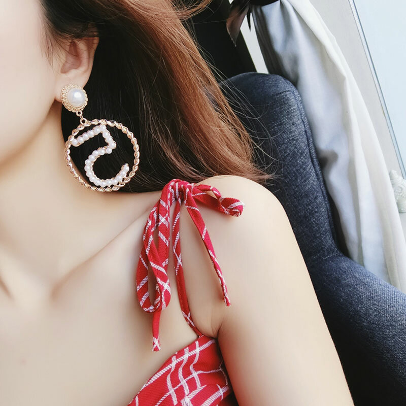 Boucles d'oreilles pendantes en forme de lettres 5 pour femmes, bijoux de marque de luxe
