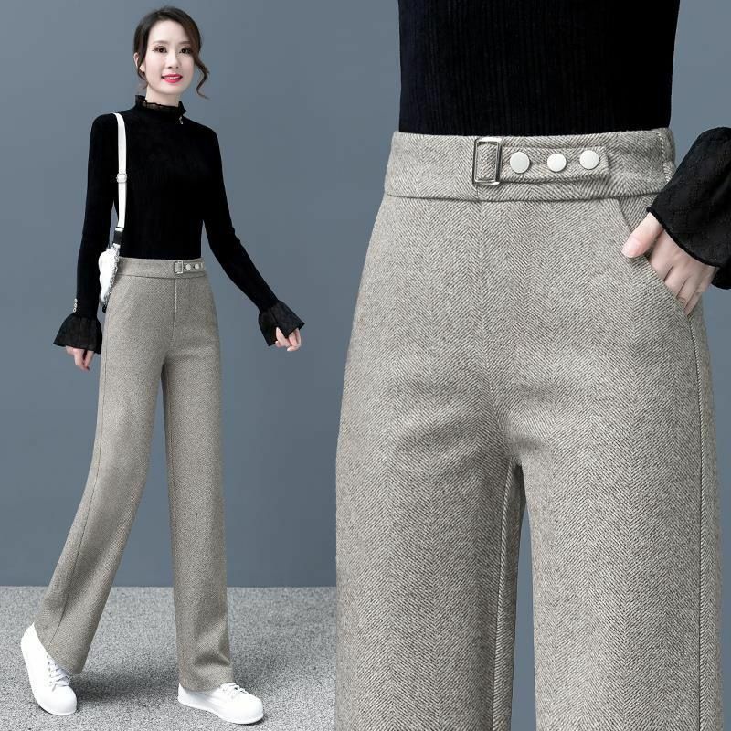 Pantaloni a gamba larga alla moda per donna autunno e inverno 2024 abbigliamento Casual in ciniglia di fascia alta a vita alta X581