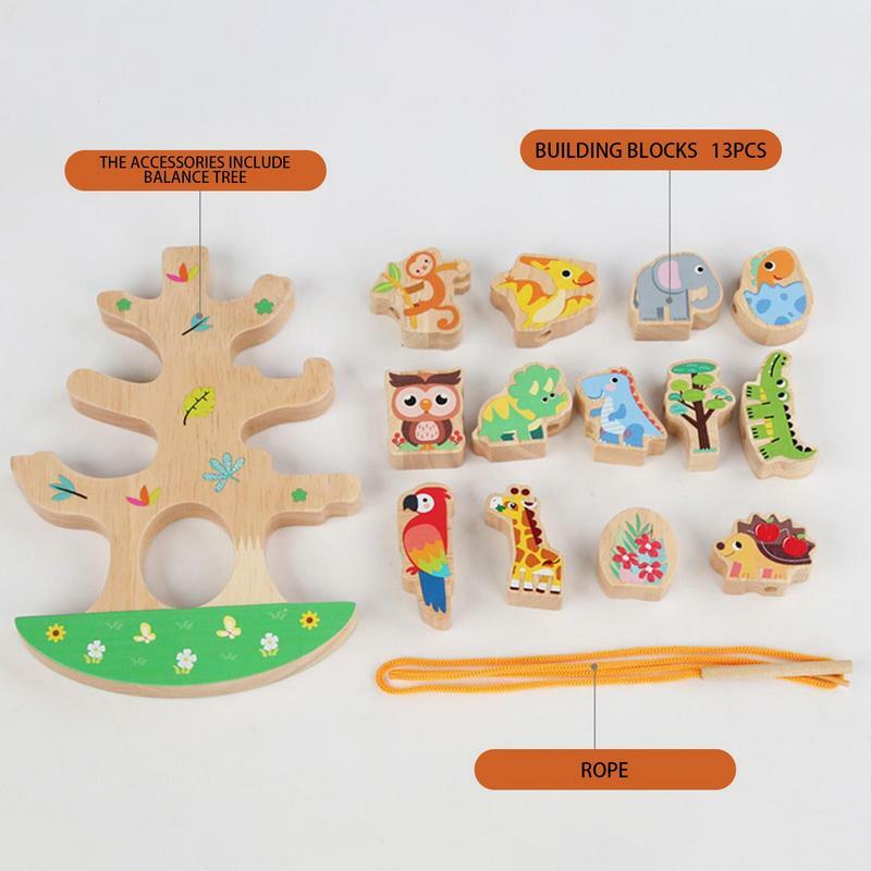 Toy Stacking Block Sets Stacking Forest Wooden Animal Balancing Game For Children And Toddler Manual Dexterity And Cognitive