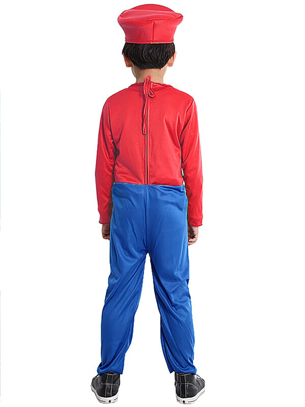 Jurebecia-子供向けのスーパーブラザーの衣装,ハロウィーンの衣装,コスプレ用のクラシックなジャンプスーツ,切断された服