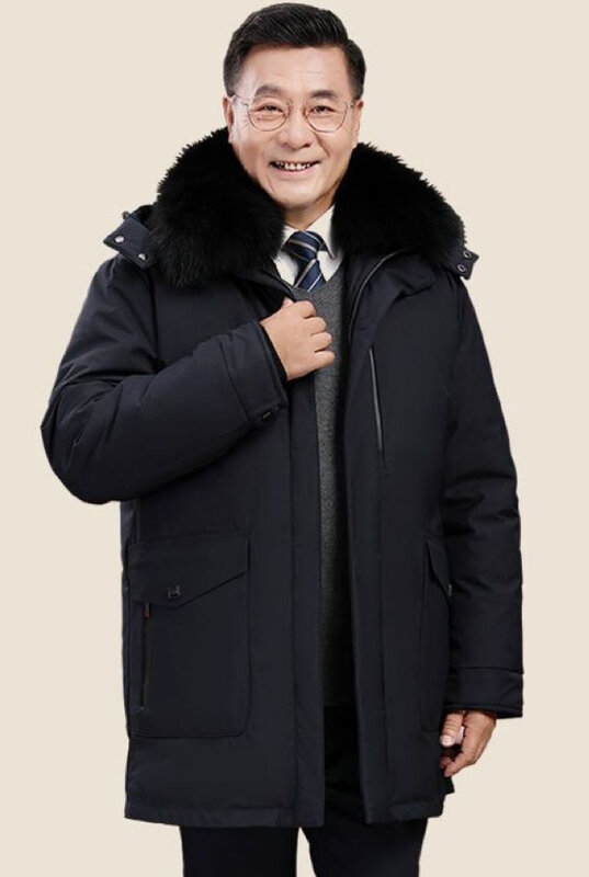 Мужская зимняя куртка среднего и пожилого возраста, Классическая Удобная теплая хлопковая куртка большого размера с плюшевой подкладкой для отца, A248