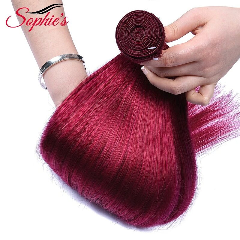 Sophies Straight Menselijk Haar Bundels Braziliaanse Haar Weven Bug/Oranje Kleur Remy Hair Extensions 1/3/4 stuks Gratis Verzending