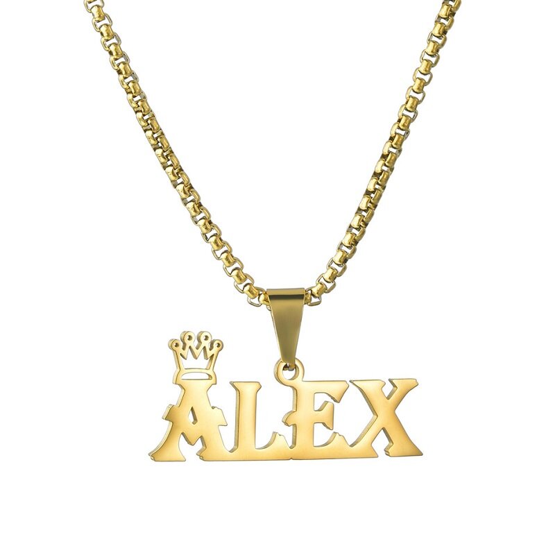 Custom Name Necklace Custom Jewelry Stainless Steel Personalized Crown Pendant For Women подвеска Men Collars Thick Chain Gifts