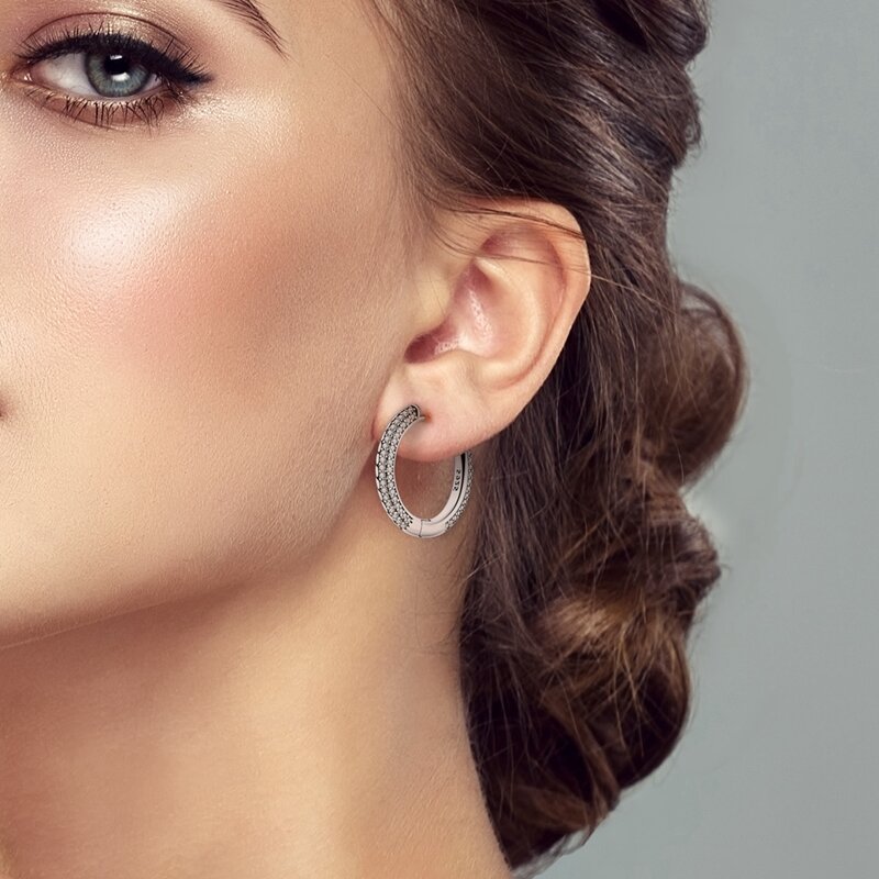 Boucles d'oreilles doubles créoles en argent 100% pour femmes, breloques, argent 925, cubique, cœur, étoile, lune, bijoux élégants, cadeaux d'anniversaire