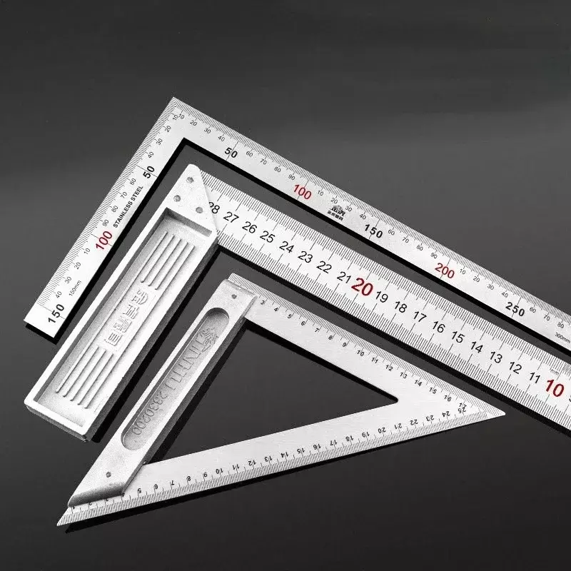 Regla cuadrada de aleación de aluminio, ángulo recto, 90, regla de torneado para carpintería, herramientas de medición, calibre