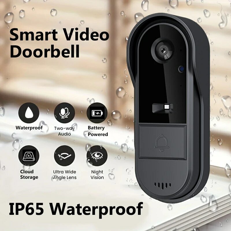 Tuya bel pintu nirkabel tahan air, bel pintu rumah pintar Video WIFI, tombol kamera, selamat datang oleh bel keamanan untuk rumah