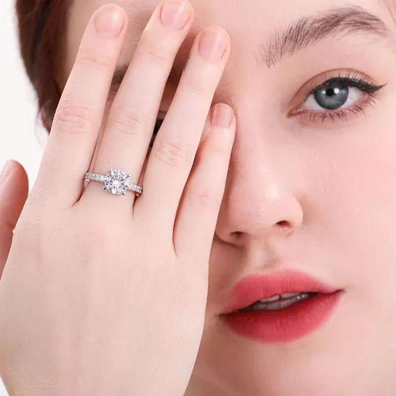 Moissanite Anéis Coquetel de Diamante para Mulheres, Anéis de Noivado, Bandas de Casamento, Jóias Finas, Prata Esterlina S925, Cor D, 3ct, 9mm