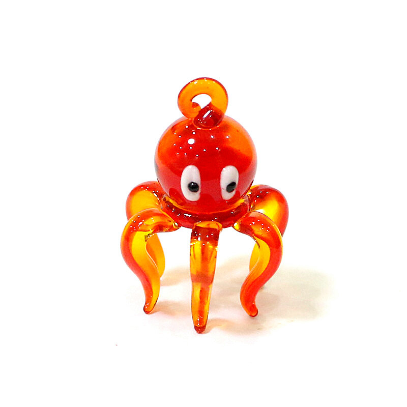 Cute Tiny Octopus Murano Glass Charm Pendant Aquarium Decor Marine Animal Statue Ornaments Female DIY Jewelry Making Accessories