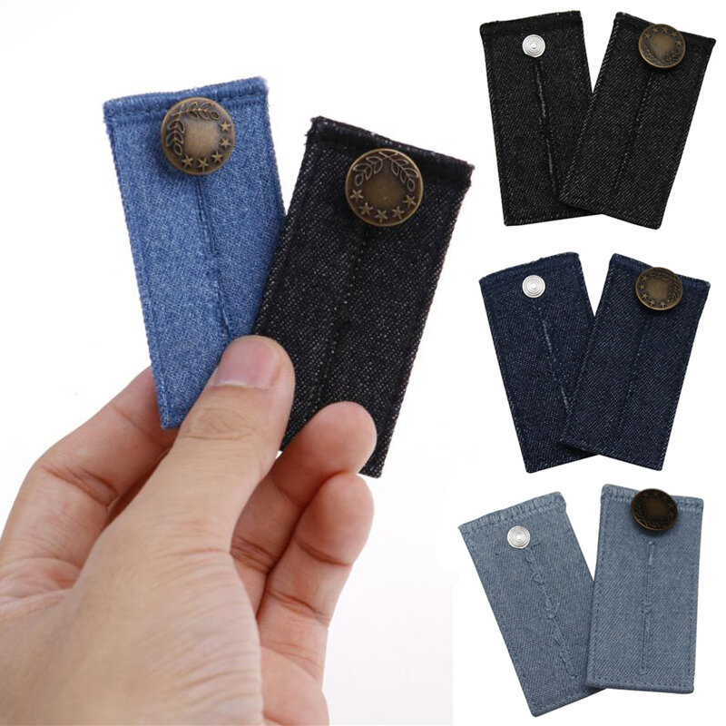 Nova Unisex Saia Calças Jeans Cintura Expansor Ajuste Cintura Extender Botão Elastic Belt Extensão Buckle DIY Acessório