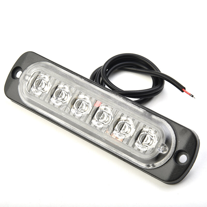 Luz de emergencia de seguridad de coche roja, 18W, 6LED,-24V DC 12V, LED de alta intensidad con lentes ópticas, ultrafina, superbrillante