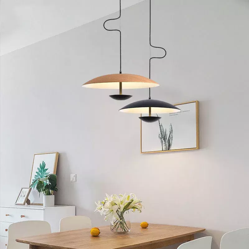 Designer Wood Grain Pendant Lights For Dining Room Kitchen Hanging Lamp Indoor Home Lighting Fixture Home Decor Lighting Lusters