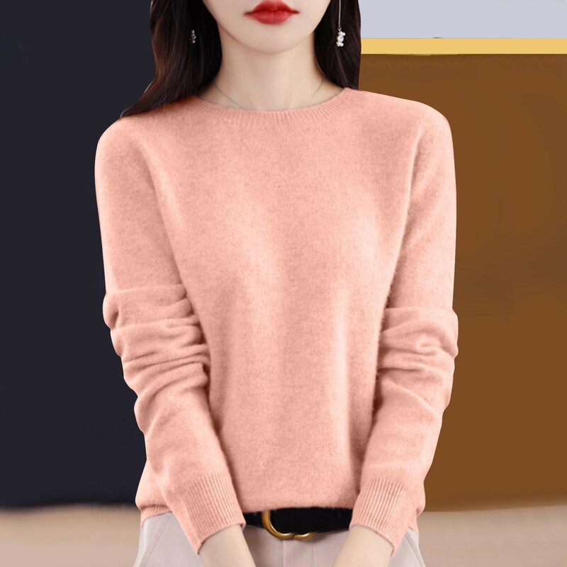Autumn and Winter New Round Neck Thermal Tops Women's Pullover Knitwear Solid Color Long Sleeved Casual Women's Bottoming Shirts