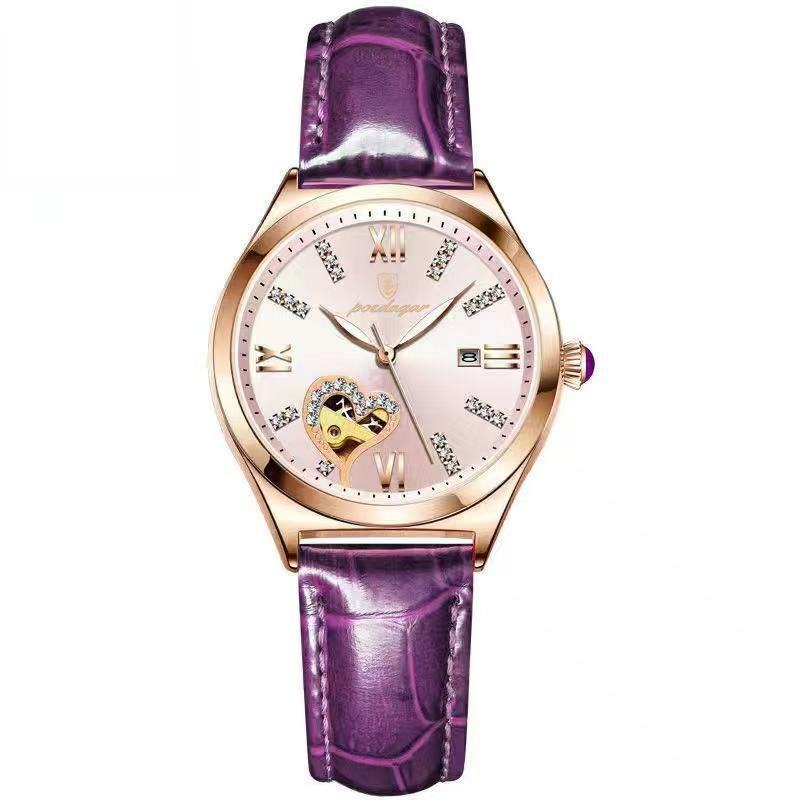 Reloj de cuarzo con diamantes de imitación para mujer, pulsera informal de cuero genuino, resistente al agua, venta al por mayor
