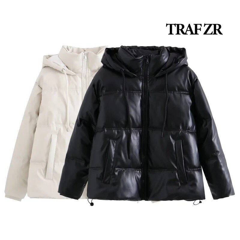 TRAF ZR-abrigo frío de piel sintética para mujer, Parkas cálidas, chaquetas de invierno, promoción, 2023