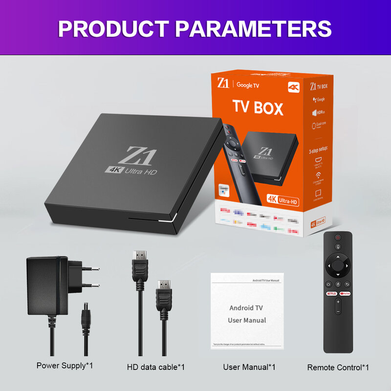 Z1 ATV TV, pudełko Android 10 Allwinner H313 wsparcie 4K AV1 2.4 i 5G Wifi BT z Google sterowanie głosem 2GB RAM 16GB ROM Smart TV Box TV, pudełko
