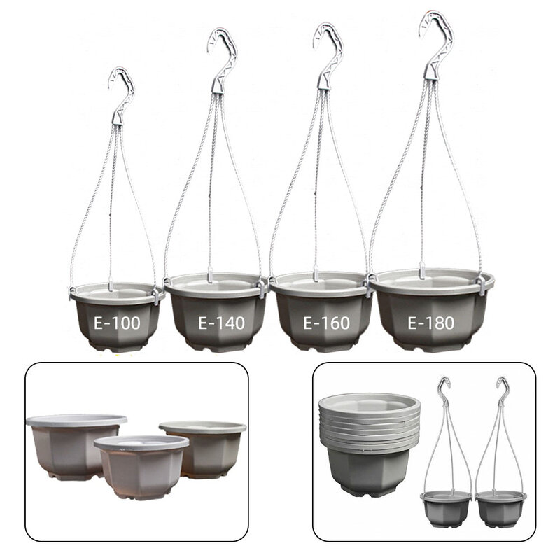 Hanging Flower Pot Plastic Plant Basket with Removable Hook Breathable and Durable Great for Balconies Fences Porches White