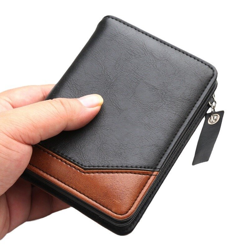 New Men's Wallet, Gentleman Retro Minimalist Multi Slot Billfold, Short Fashionable Youth Large Capacity Money Bag 12*9*3.5cm