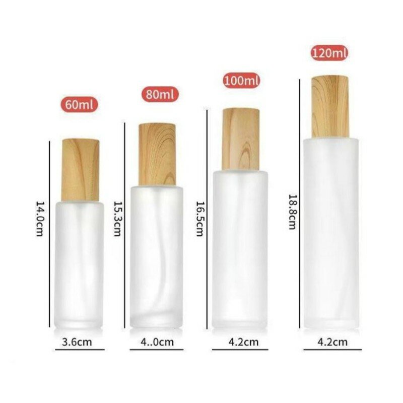 20ml 30ml 50ml 100ml Wood Frosted Glass Spray Bottle Liquid Sprayer Fine Mist Refillable Bottles Wooden Cap Cosmetic Container