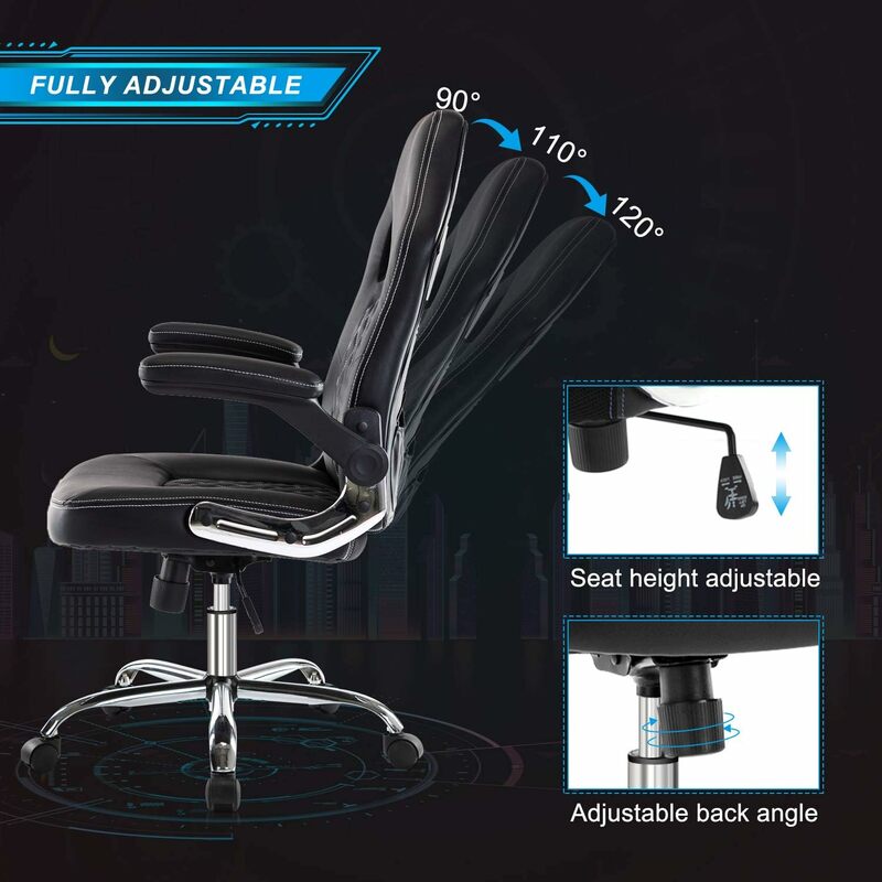 인체공학적 게이밍 의자, PU 가죽 컴퓨터 의자, 높은 등받이 책상 의자, 요추 조절 가능한 회전 작업