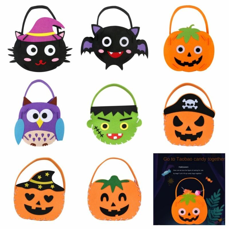 Ember penyimpanan permen Halloween, tas Tote Bag bahan DIY ornamen keranjang hadiah trik dekorasi Halloween