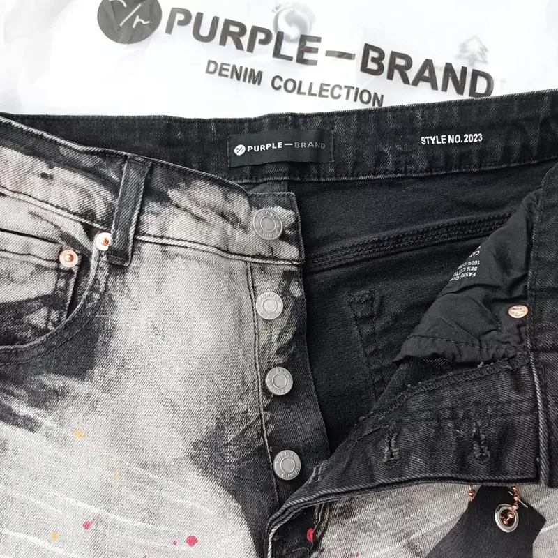 Высококачественные фиолетовые брендовые новые эластичные брюки средней длины, нестандартные джинсовые шорты с дырками в американском стиле, пять брюк