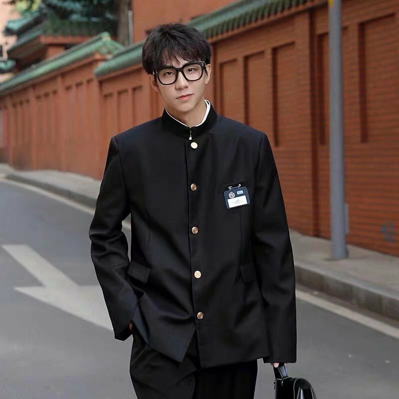 Zhongshan suit Japanese school uniform DK uniform male high street ruffian handsome suit three piece set high-end street suit
