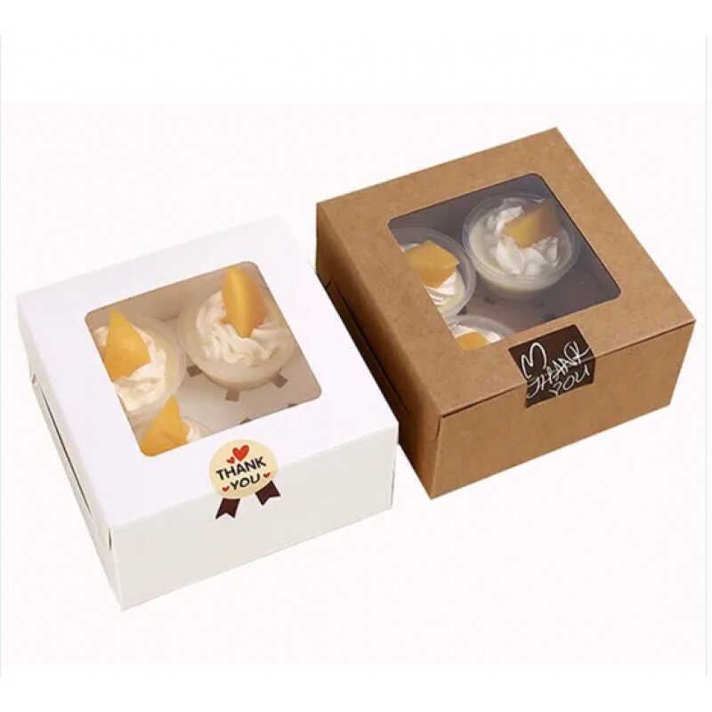 Confezione di scatole per pasticceria personalizzate, scatola per pasticceria da forno per Cupcake con imballaggio per torte con finestra imballaggio per alimenti e bevande Kraft Pap