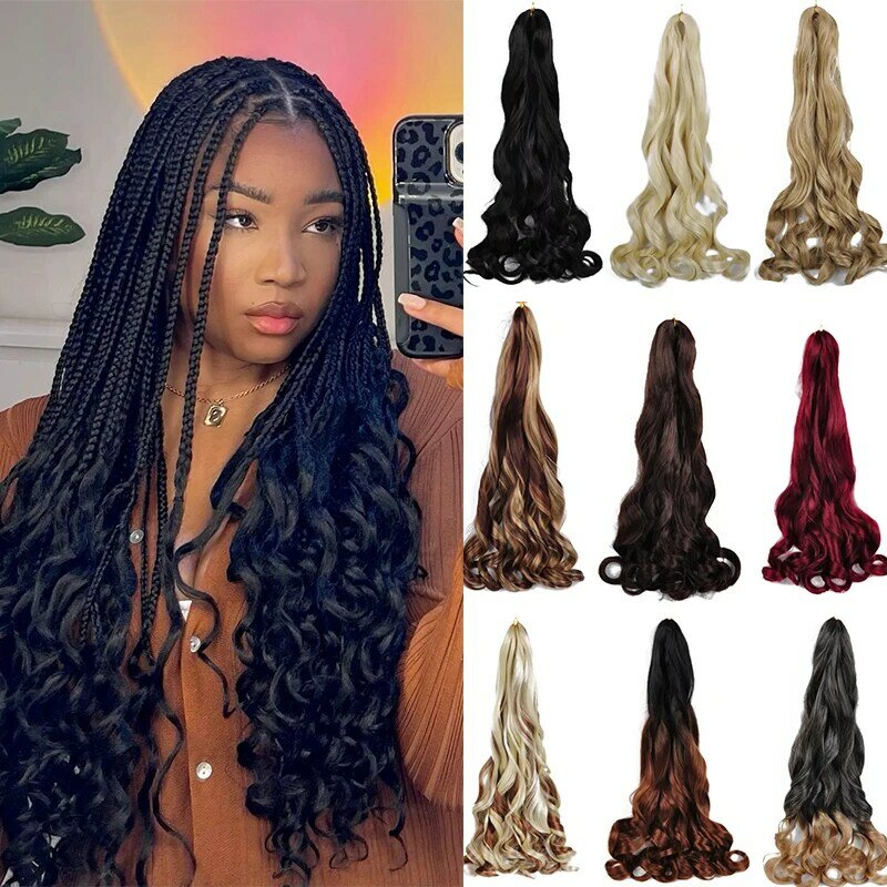 French Curly Braiding Crochet Hair for Women Loose Wave Pre Stretched Hair Natural Synthetic Spiral Curls Braids Hair Extensions