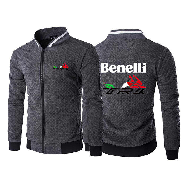 Benelli TRK 502X printing fashion 2023 new men's spring and autumn zipper round neck long sleeve slim sportswear coat.