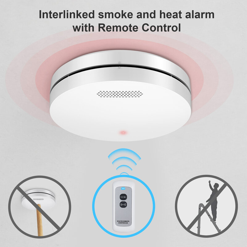 CPVAN Interconnect Smoke Detector Home Security Protection Equipment Fire Alarm Wireless Smoke Sensor with Remote Control 433MHZ