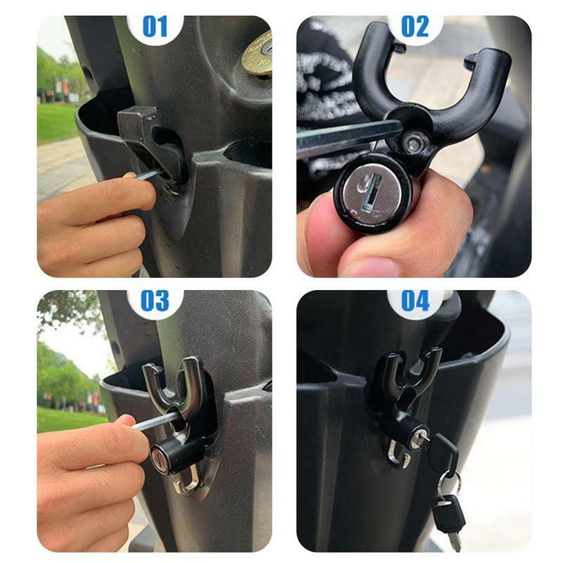 Kunci helm motor universal, keamanan portabel Anti Maling kunci helm tetap dengan kait gantung keselamatan sepeda motor