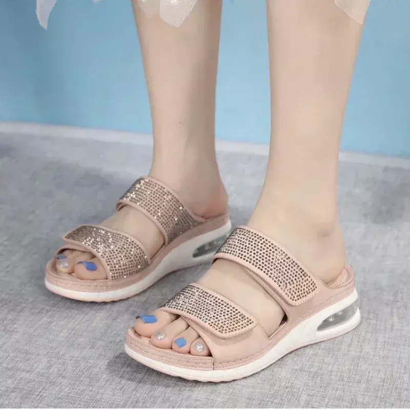 Pantoufles d'été en biscuits pour femmes, chaussures confortables, solides, décontractées, à bout ouvert, nouvelle mode, 2024