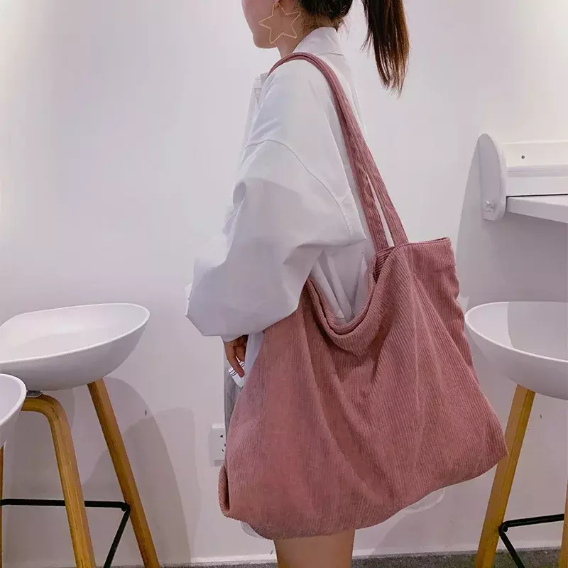 TOUB-045 borse in velluto a coste per donna 2023 Shopper ragazze borse cerniera Eco ambientale addensato